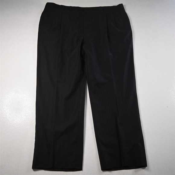 Oxxford 42x30 Black Striped Wool Pleated Full‎ Cut Dress Mens Pants